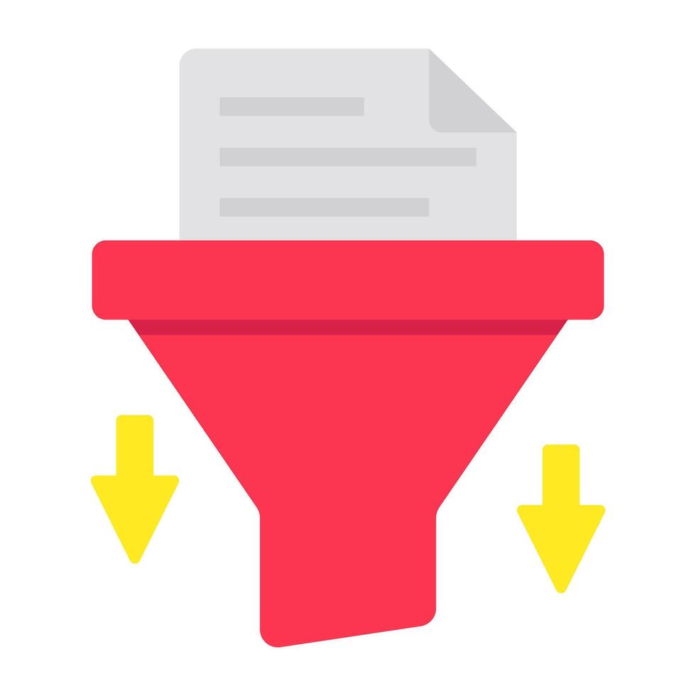 Conceptual flat design icon of file filtration vector