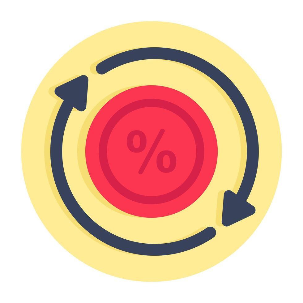 A colored design icon of percentage update vector