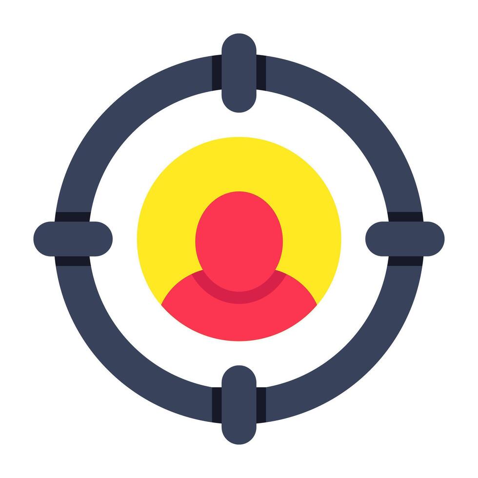 A flat design icon of user target vector