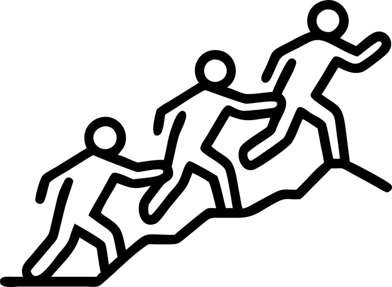 Group Hiking Up a Mountain vector