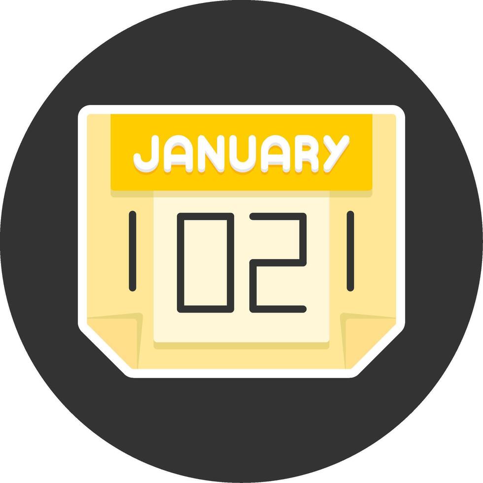 2 January Flat Grey Circle Style Icon vector