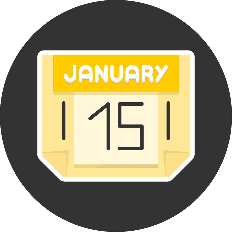 15 January Flat Grey Circle Style Icon vector