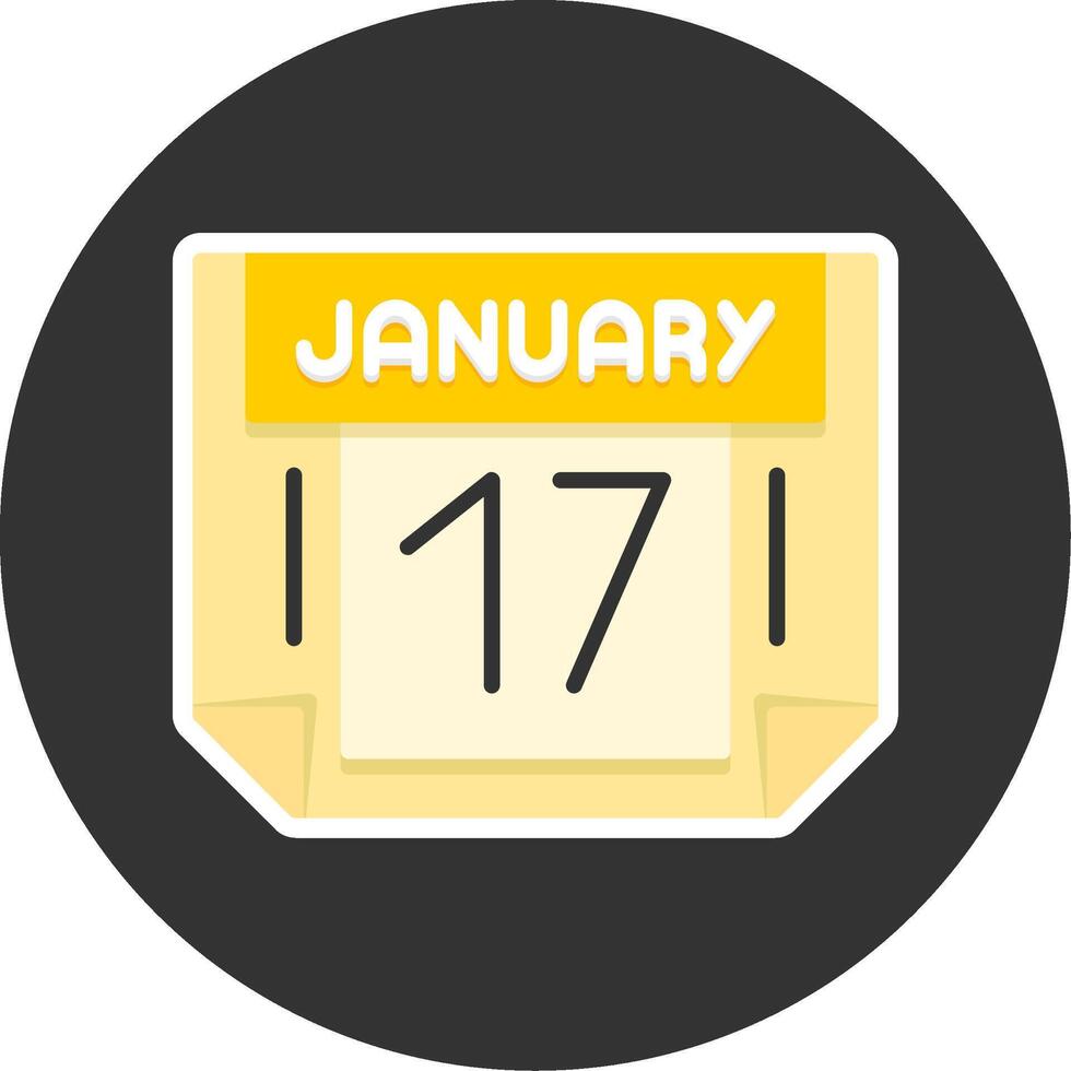 17 January Flat Grey Circle Style Icon vector