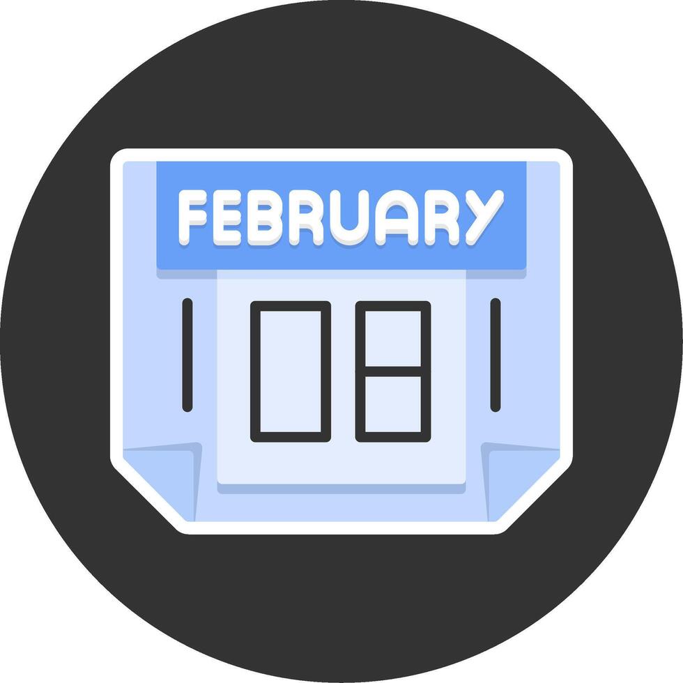 8 February Flat Grey Circle Style Icon vector
