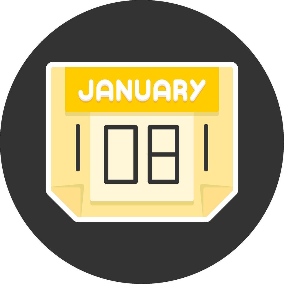 8 January Flat Grey Circle Style Icon vector