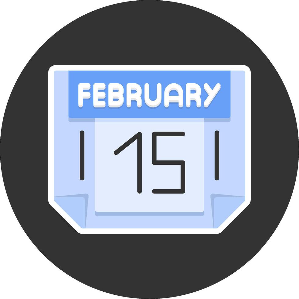 15 February Flat Grey Circle Style Icon vector