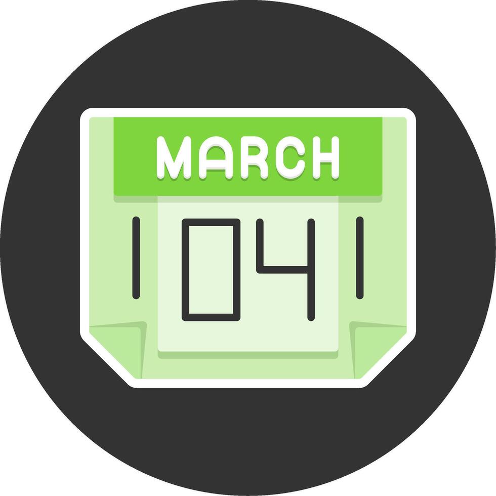 4 March Flat Grey Circle Style Icon vector