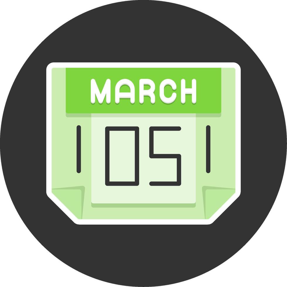 5 March Flat Grey Circle Style Icon vector