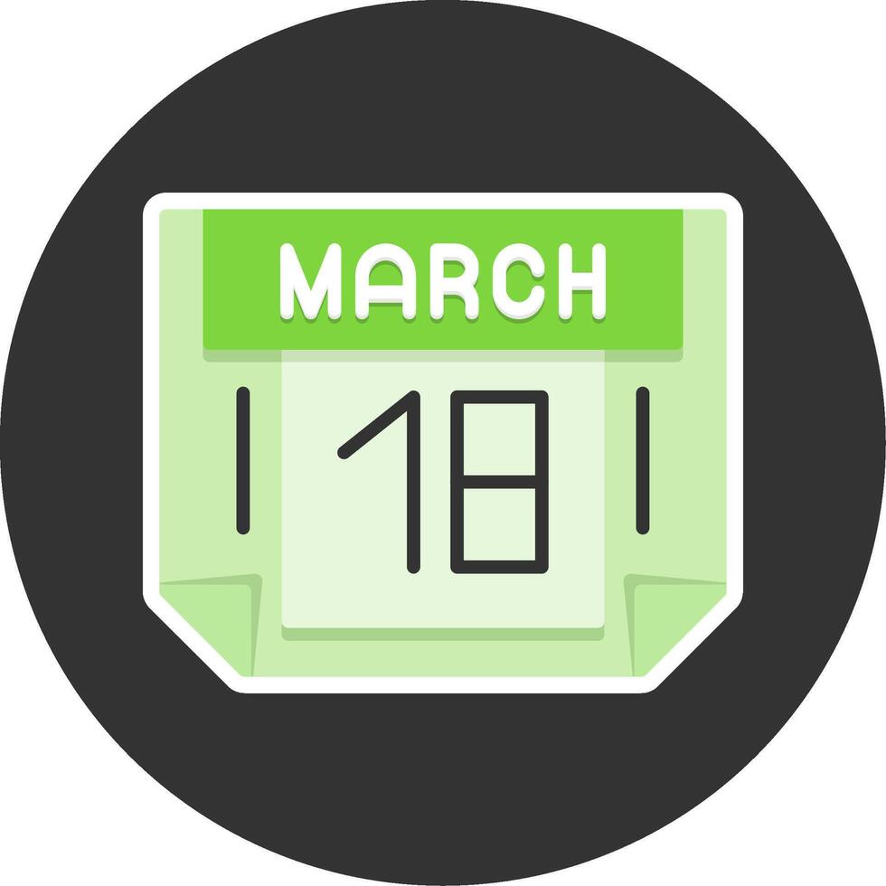 18 March Flat Grey Circle Style Icon vector