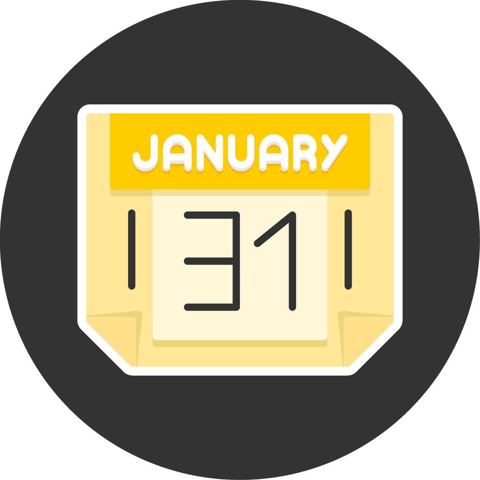 31 January Flat Grey Circle Style Icon vector