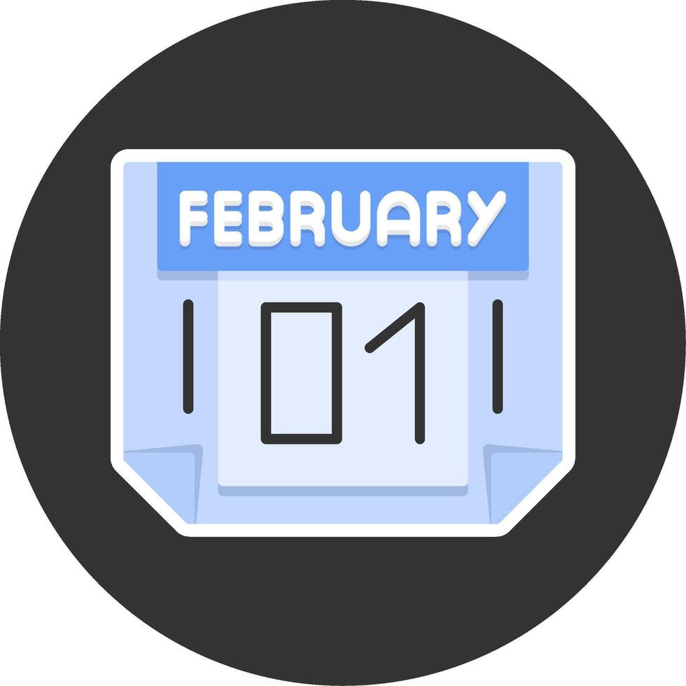 1 February Flat Grey Circle Style Icon vector