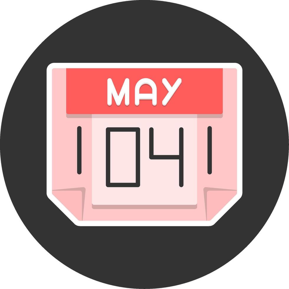 4 May Flat Grey Circle Style Icon vector