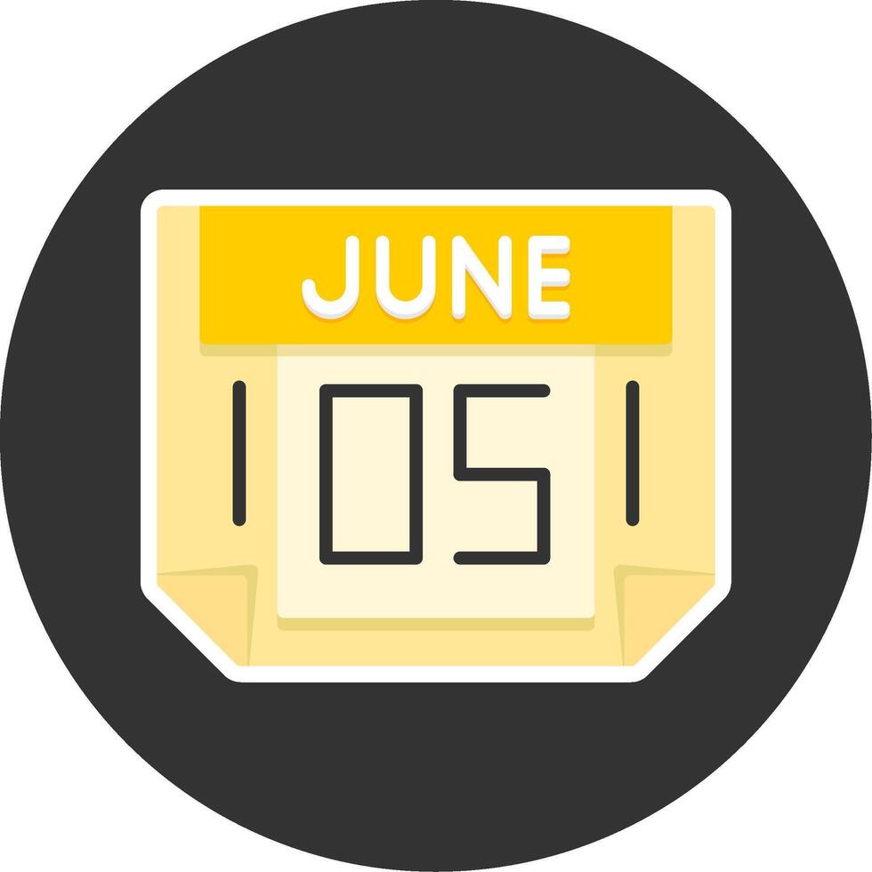 5 June Flat Grey Circle Style Icon vector