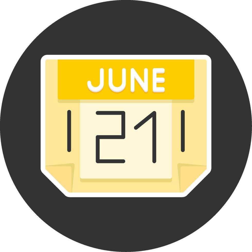 21 June Flat Grey Circle Style Icon vector