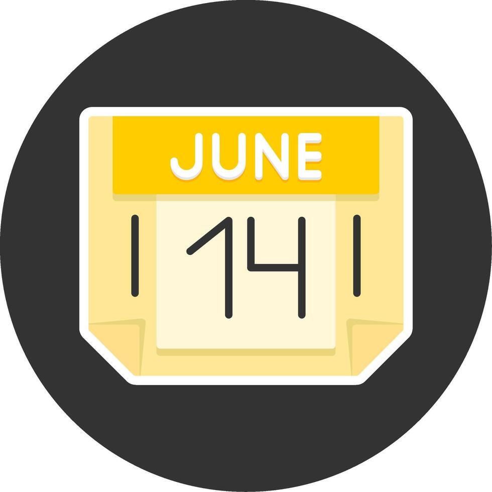14 June Flat Grey Circle Style Icon vector