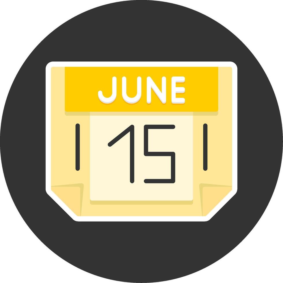 15 June Flat Grey Circle Style Icon vector
