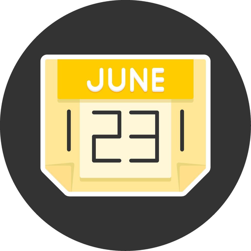 23 June Flat Grey Circle Style Icon vector