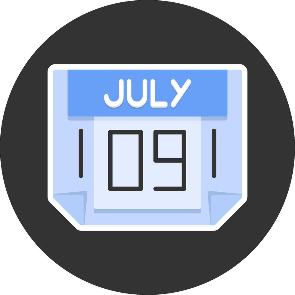 9 July Flat Grey Circle Style Icon vector