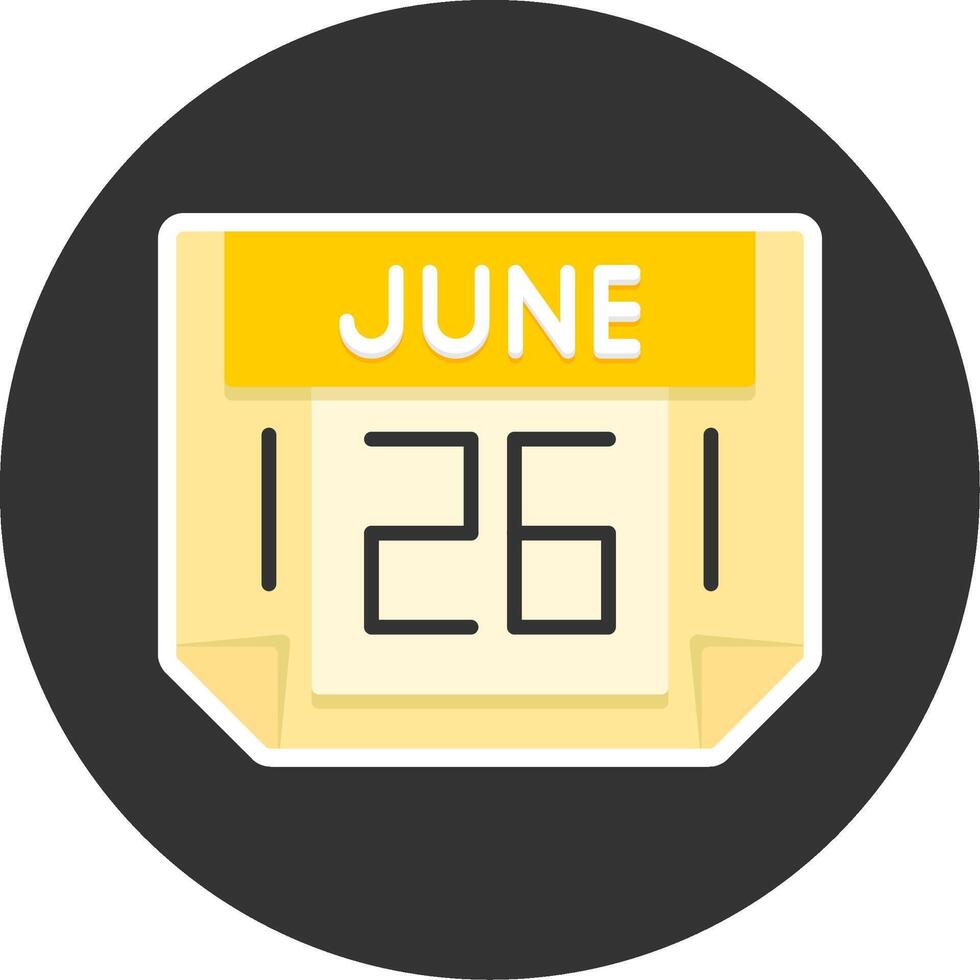 26 June Flat Grey Circle Style Icon vector