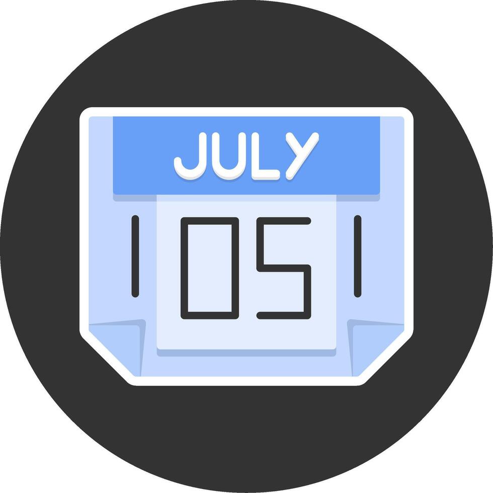 5 July Flat Grey Circle Style Icon vector