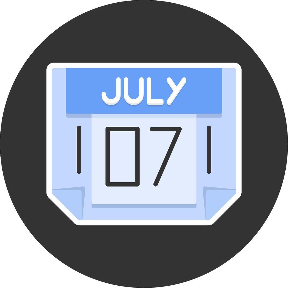7 July Flat Grey Circle Style Icon vector