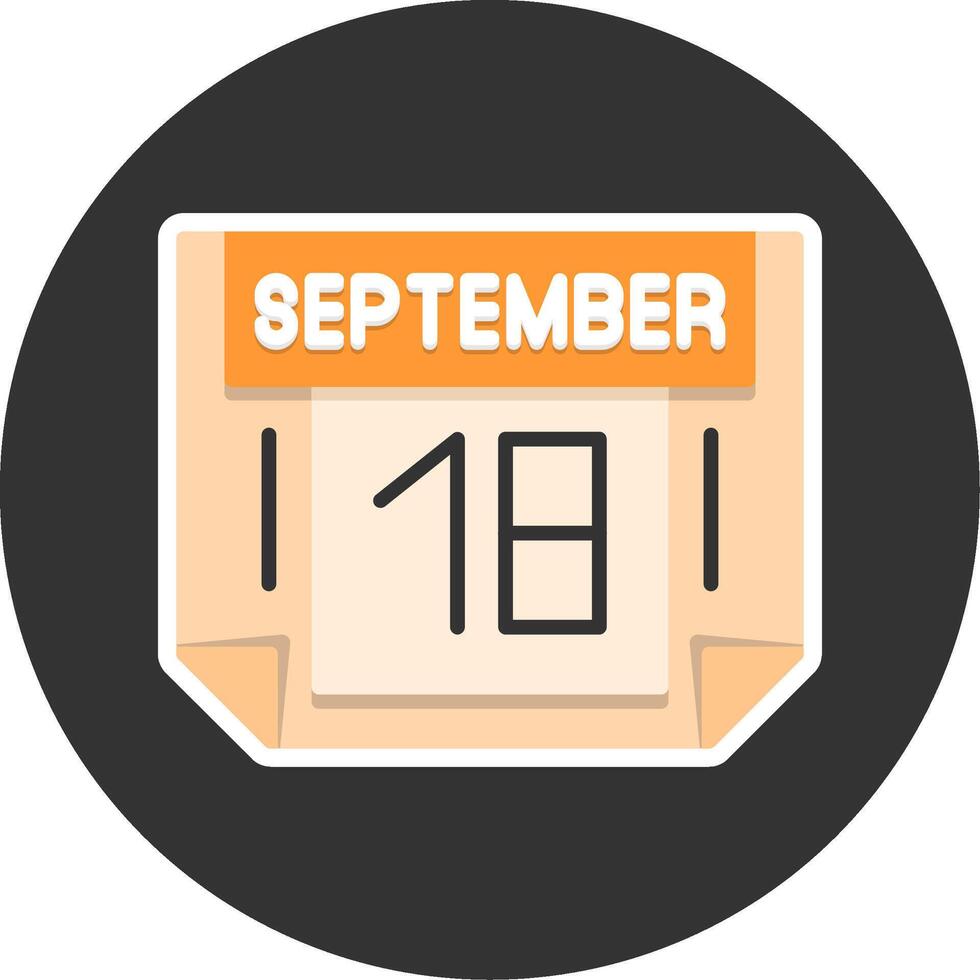 18 September Flat Grey Circle Style Icon vector