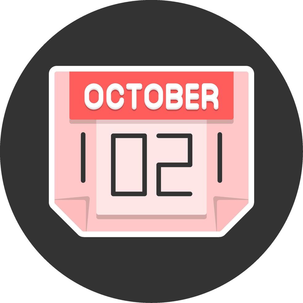 2 October Flat Grey Circle Style Icon vector
