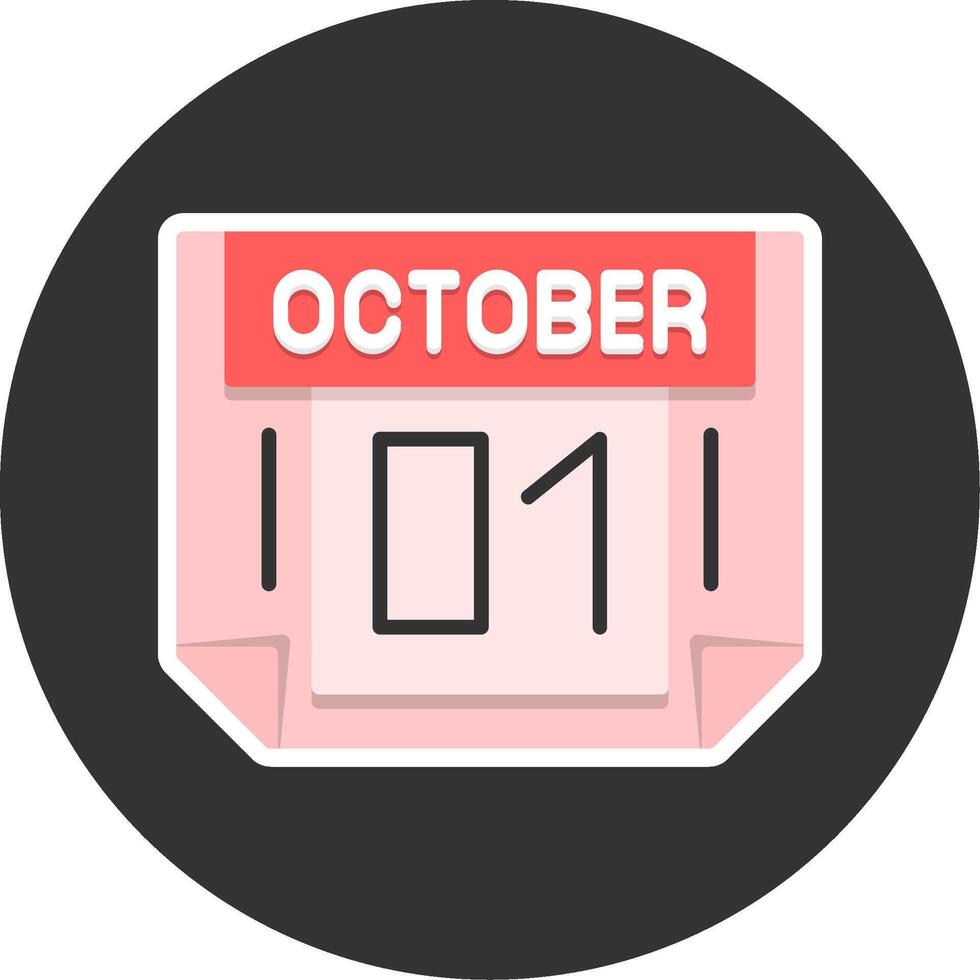1 October Flat Grey Circle Style Icon vector