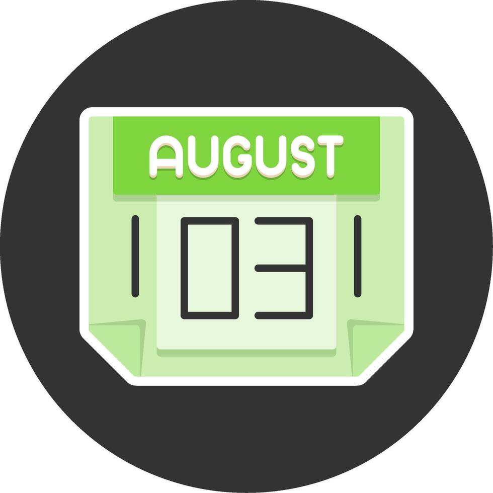3 August Flat Grey Circle Style Icon vector