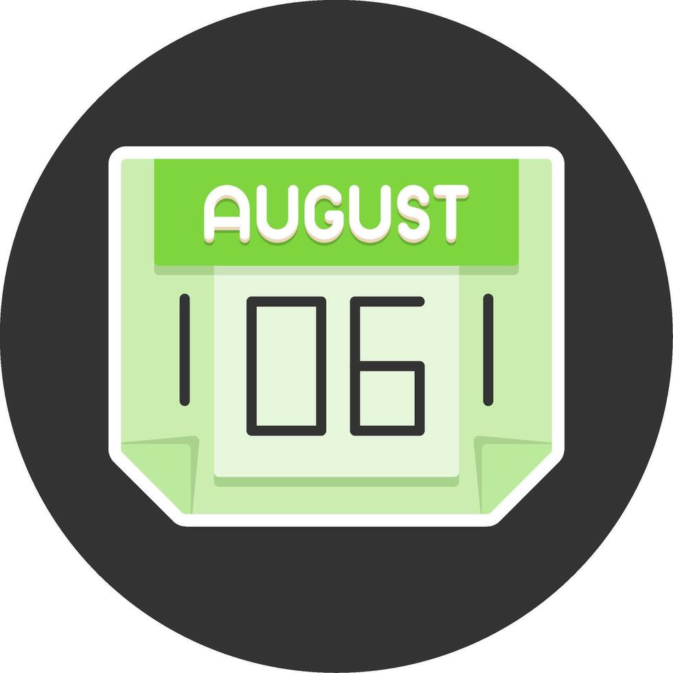 6 August Flat Grey Circle Style Icon vector