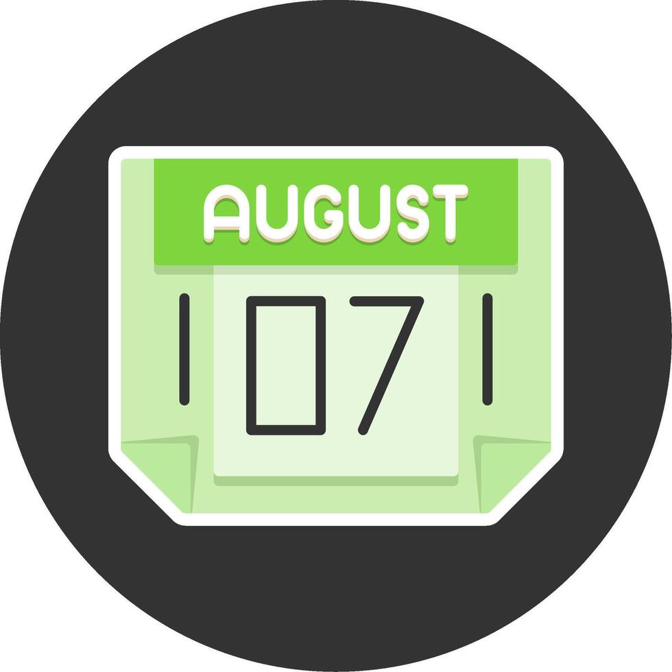 7 August Flat Grey Circle Style Icon vector