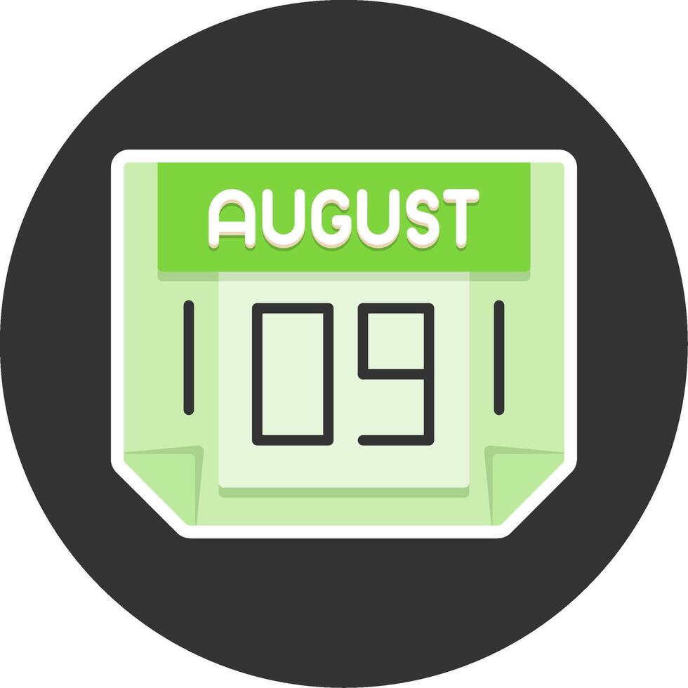 9 August Flat Grey Circle Style Icon vector