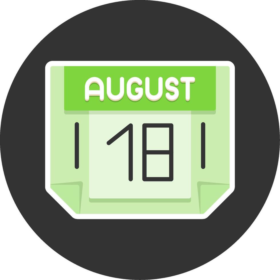18 August Flat Grey Circle Style Icon vector