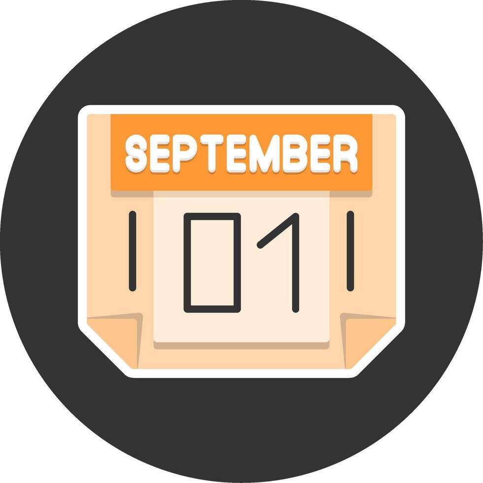 1 September Flat Grey Circle Style Icon vector