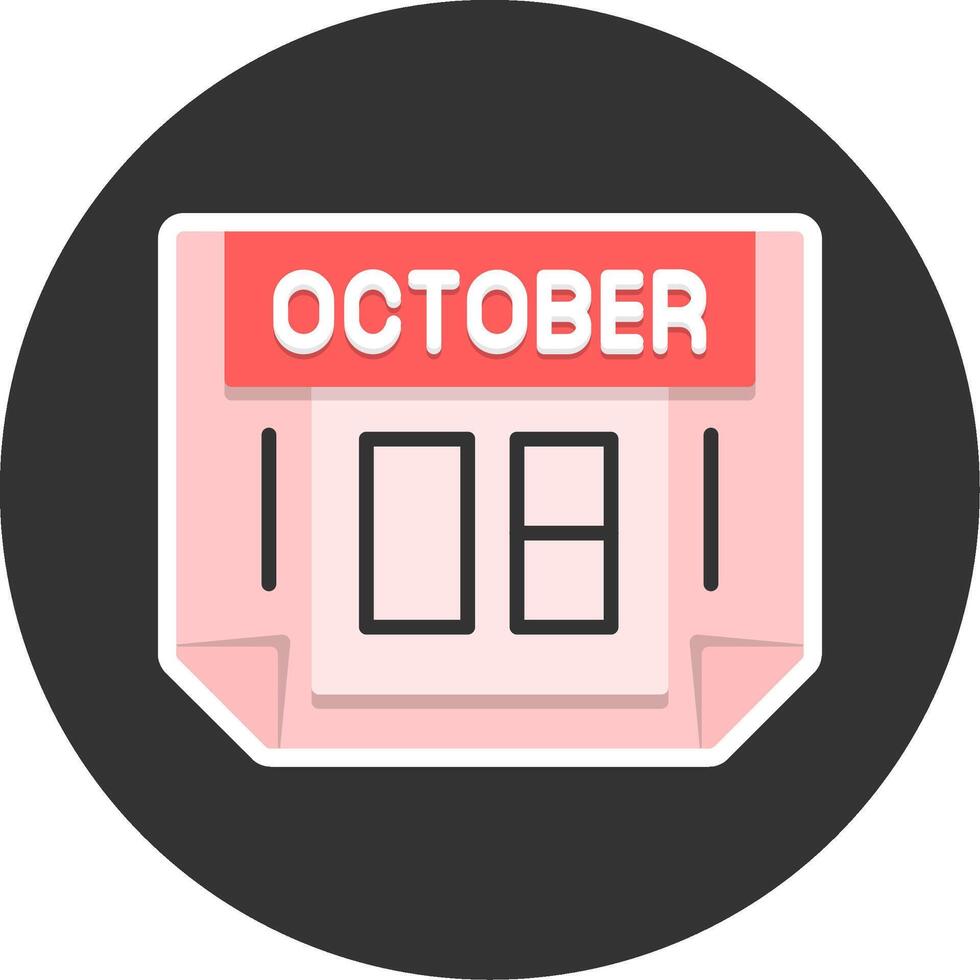 8 October Flat Grey Circle Style Icon vector