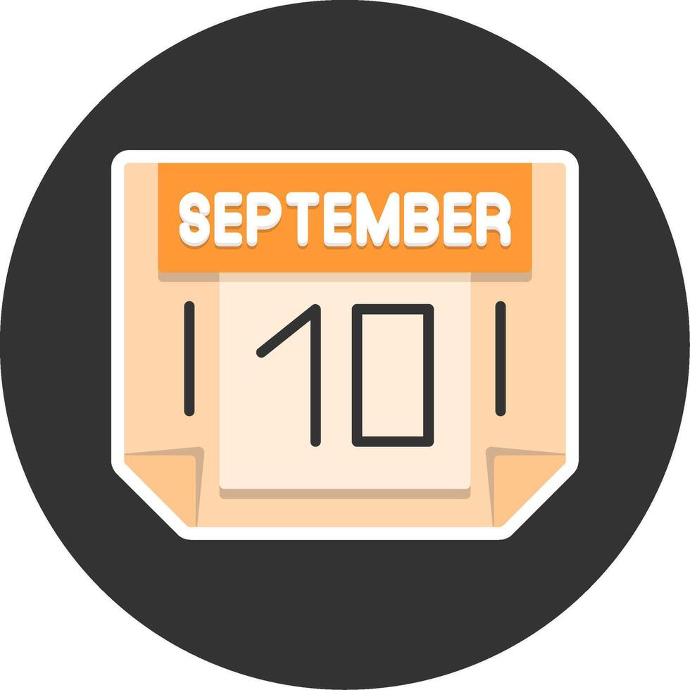 10 September Flat Grey Circle Style Icon vector