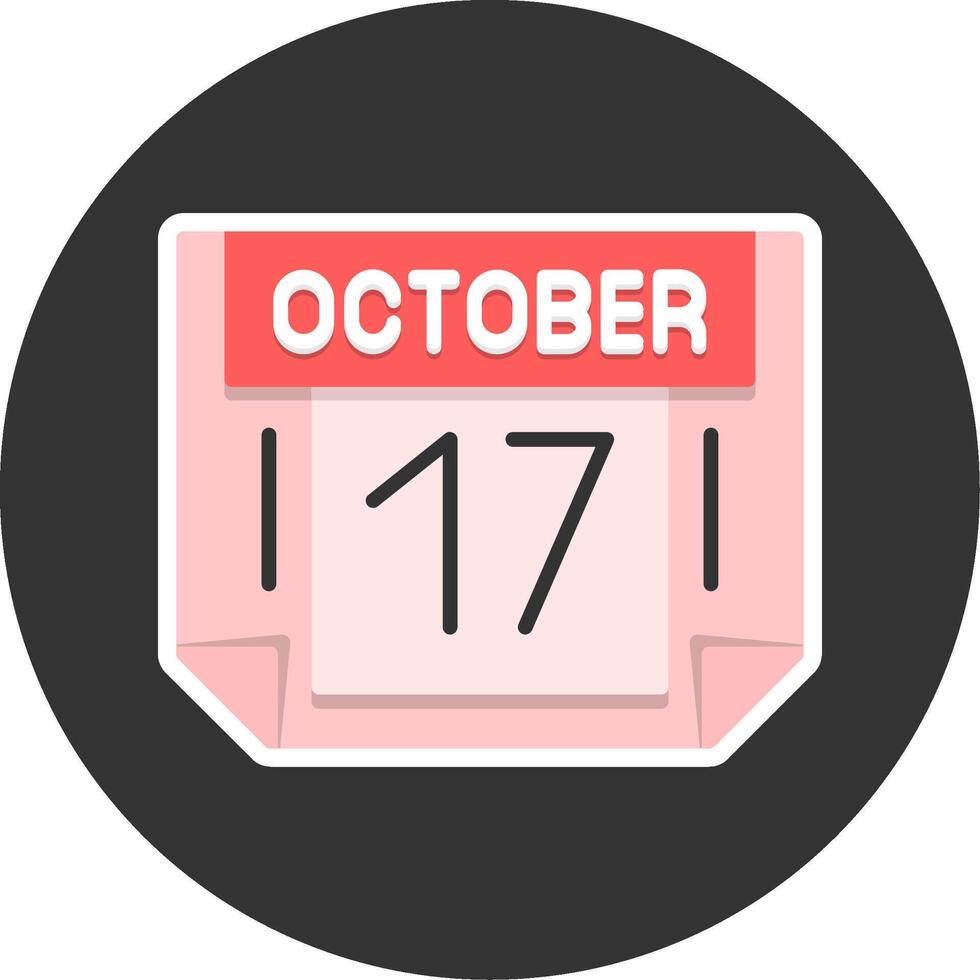 17 October Flat Grey Circle Style Icon vector