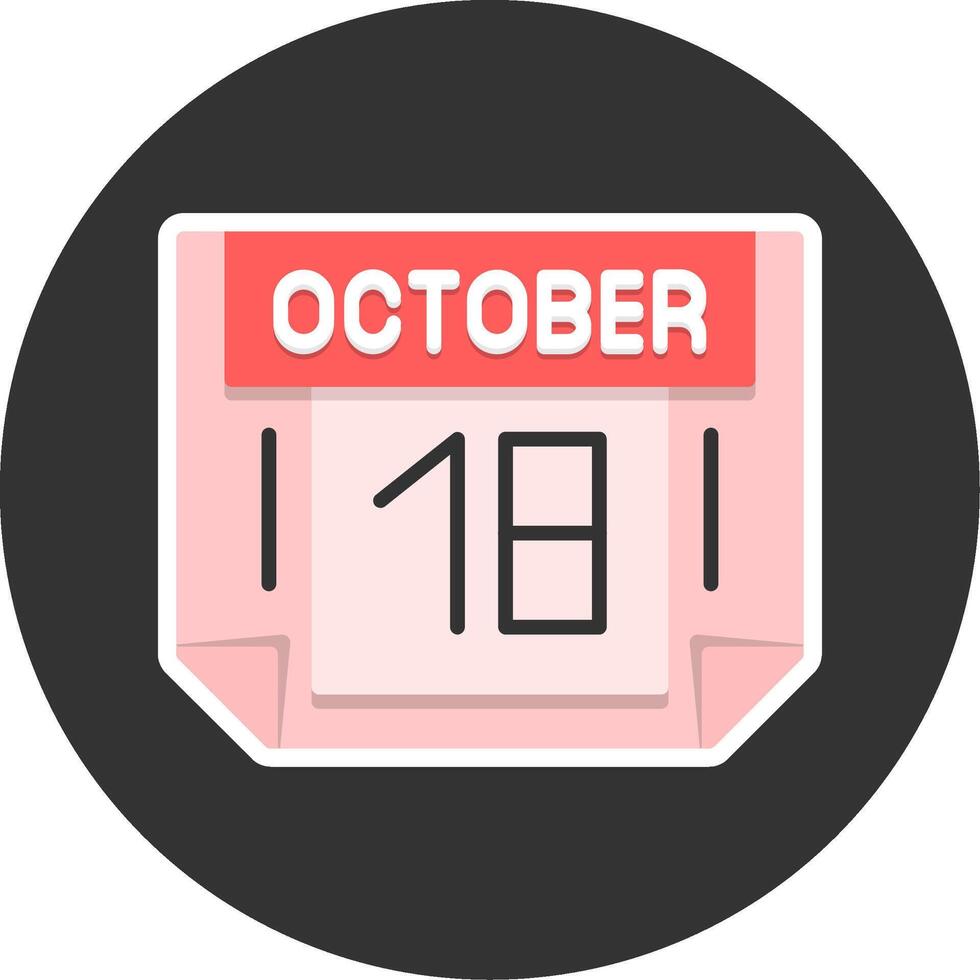 18 October Flat Grey Circle Style Icon vector