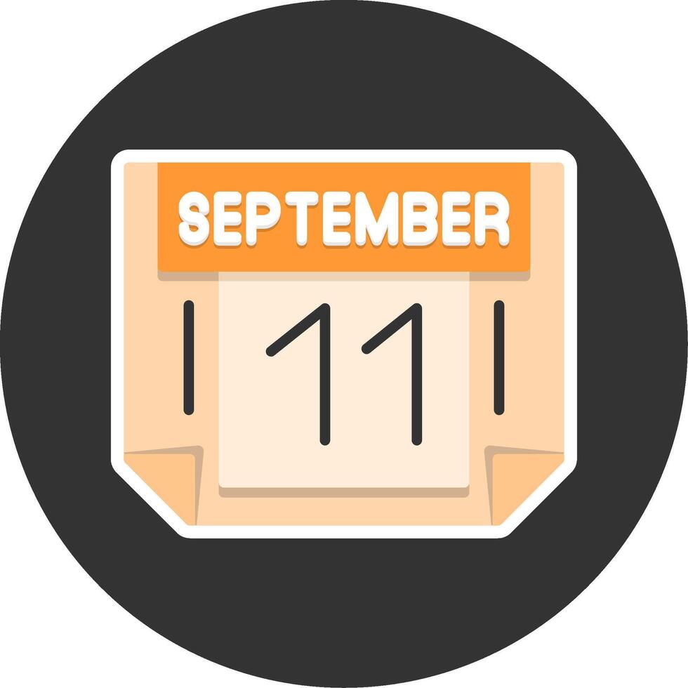 11 September Flat Grey Circle Style Icon vector
