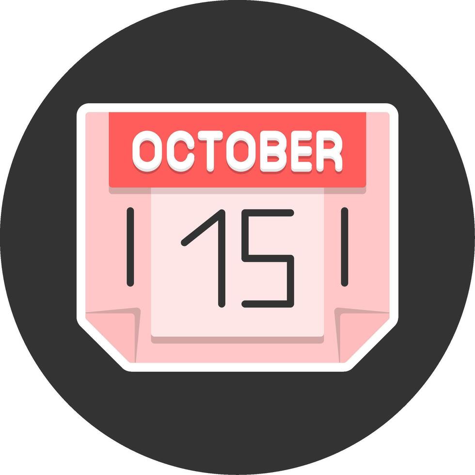 15 October Flat Grey Circle Style Icon vector