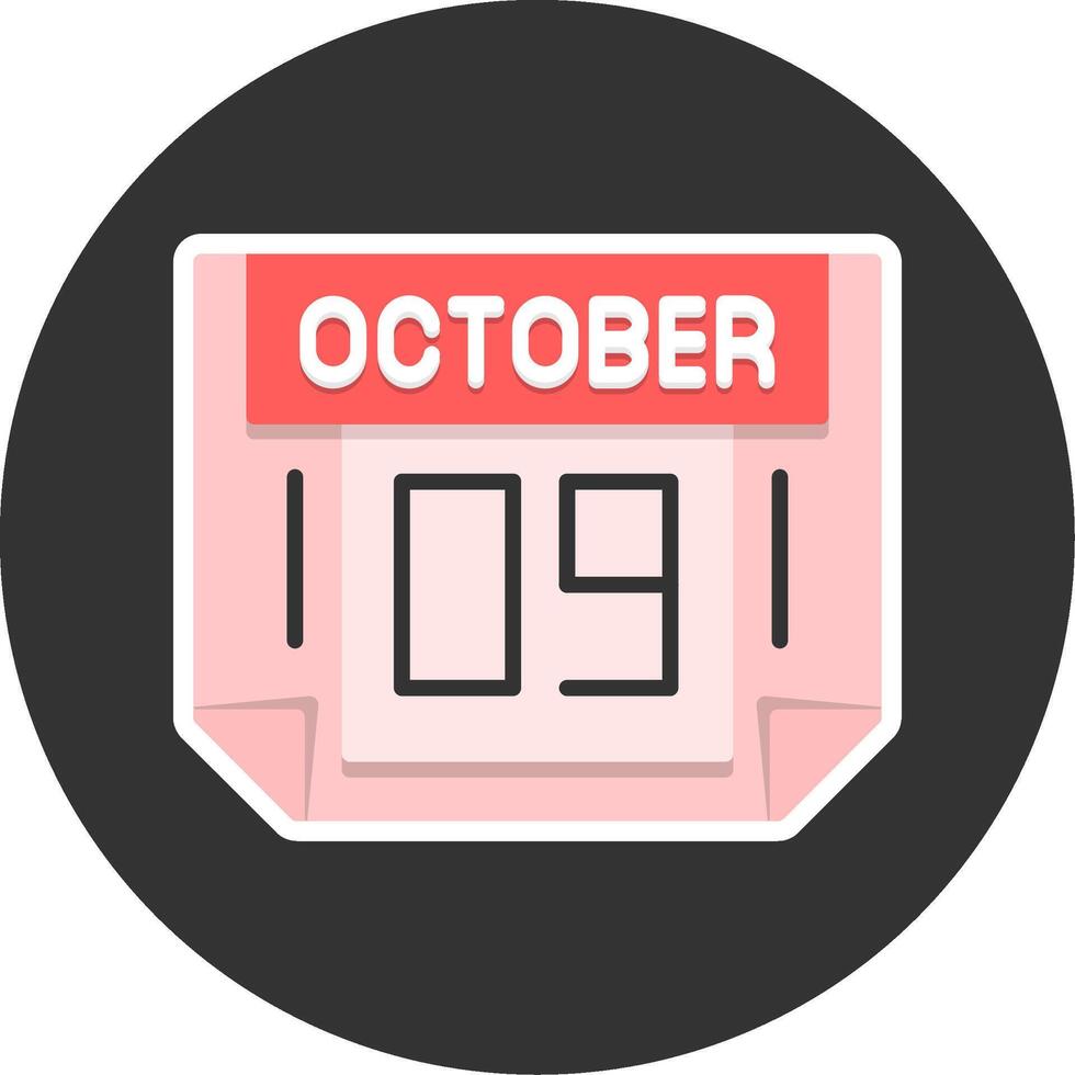 9 October Flat Grey Circle Style Icon vector