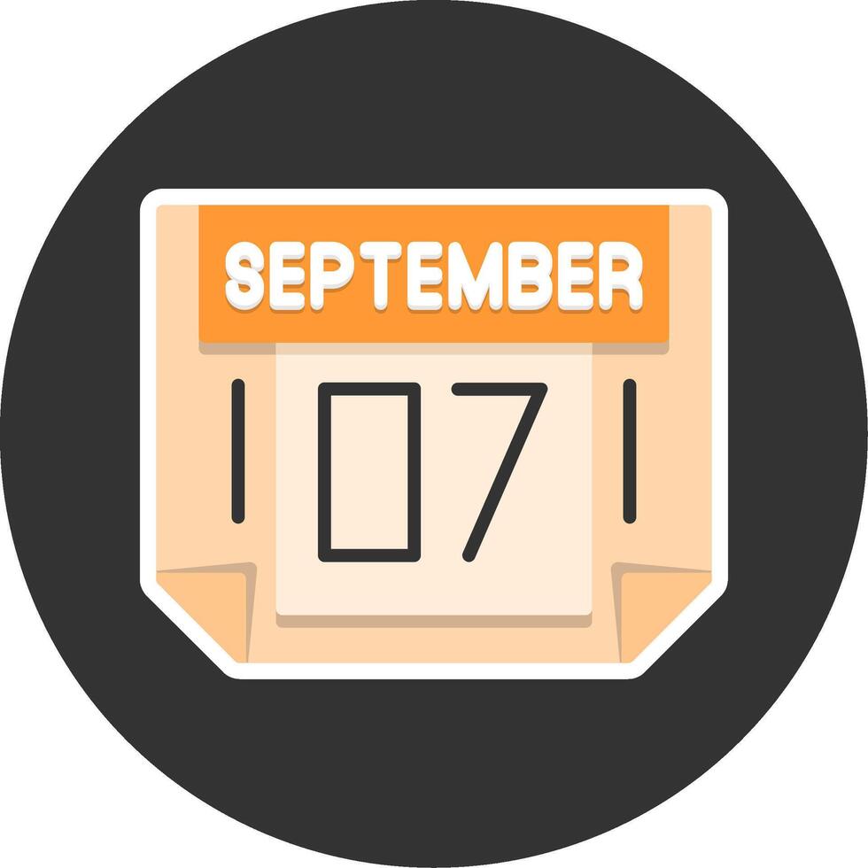 7 September Flat Grey Circle Style Icon vector