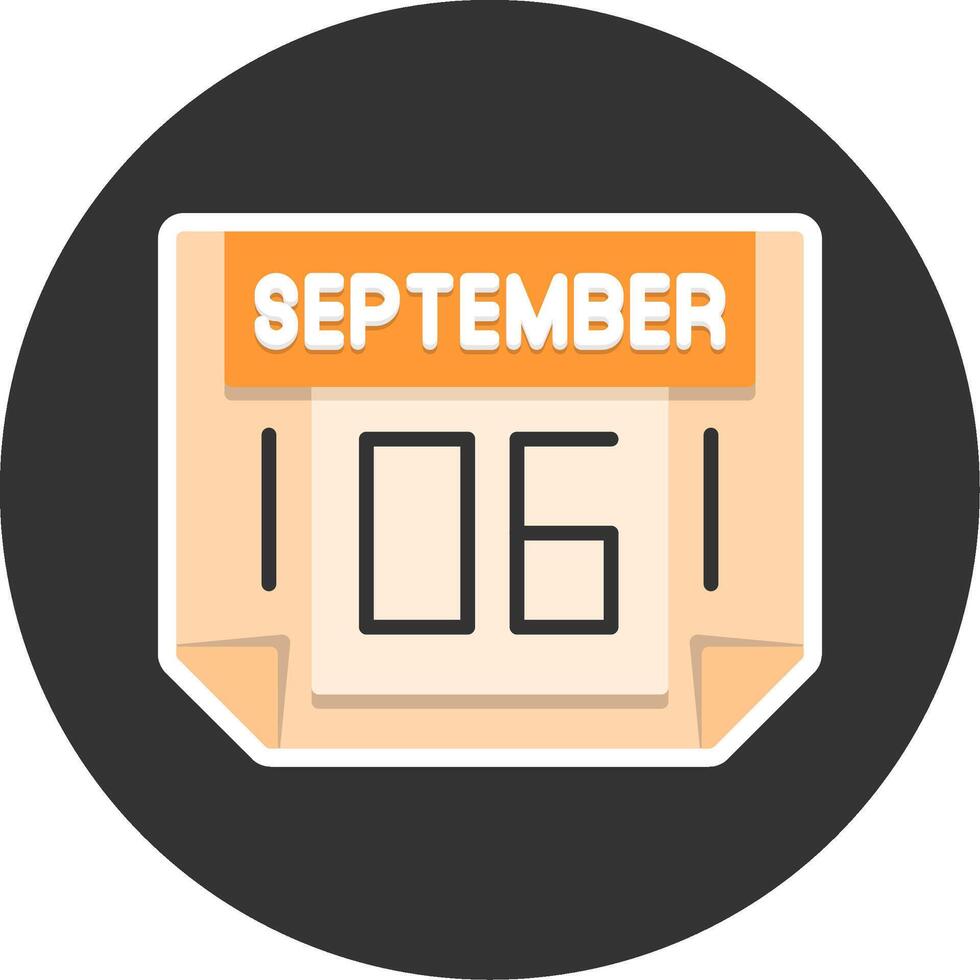 6 September Flat Grey Circle Style Icon vector