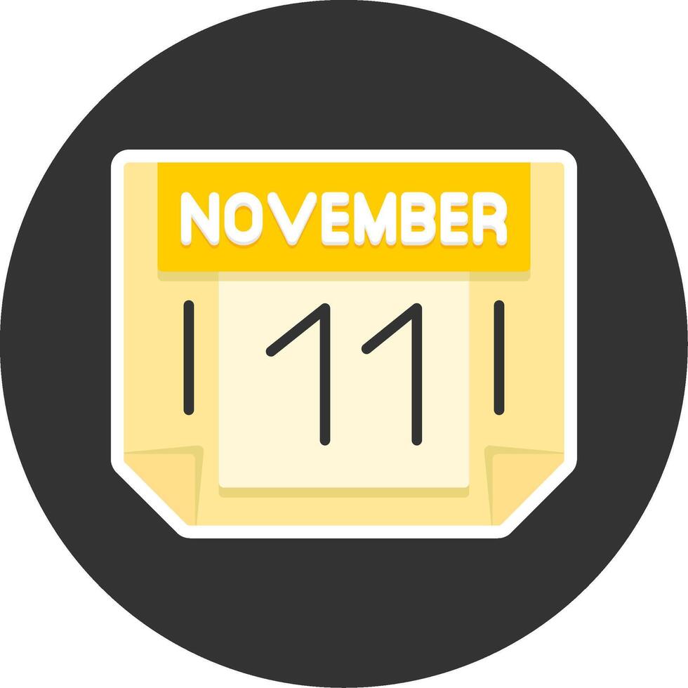 11 November Flat Grey Circle Style Icon vector