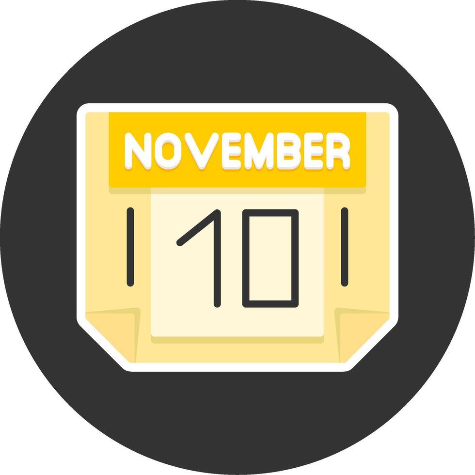 10 November Flat Grey Circle Style Icon vector