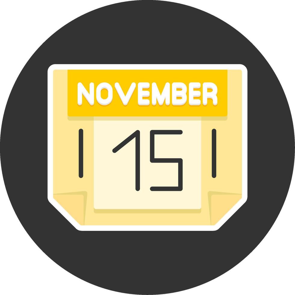 15 November Flat Grey Circle Style Icon vector