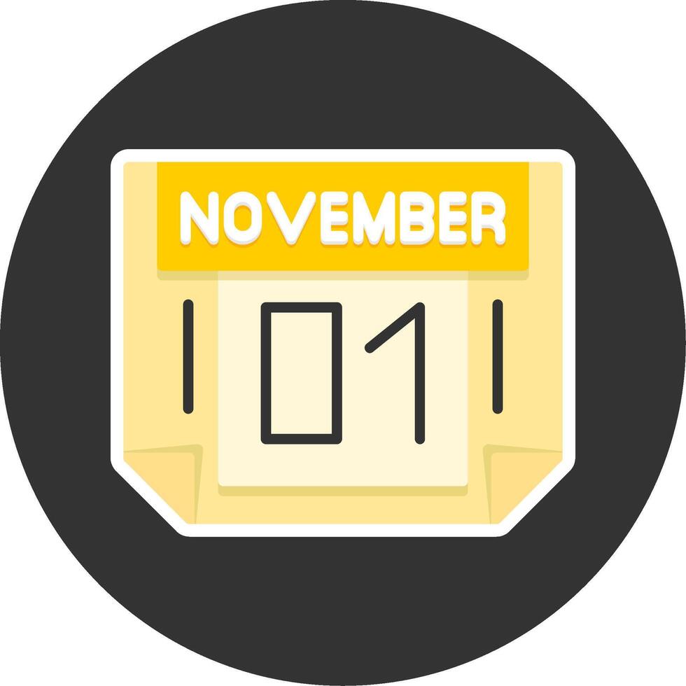 1 November Flat Grey Circle Style Icon vector