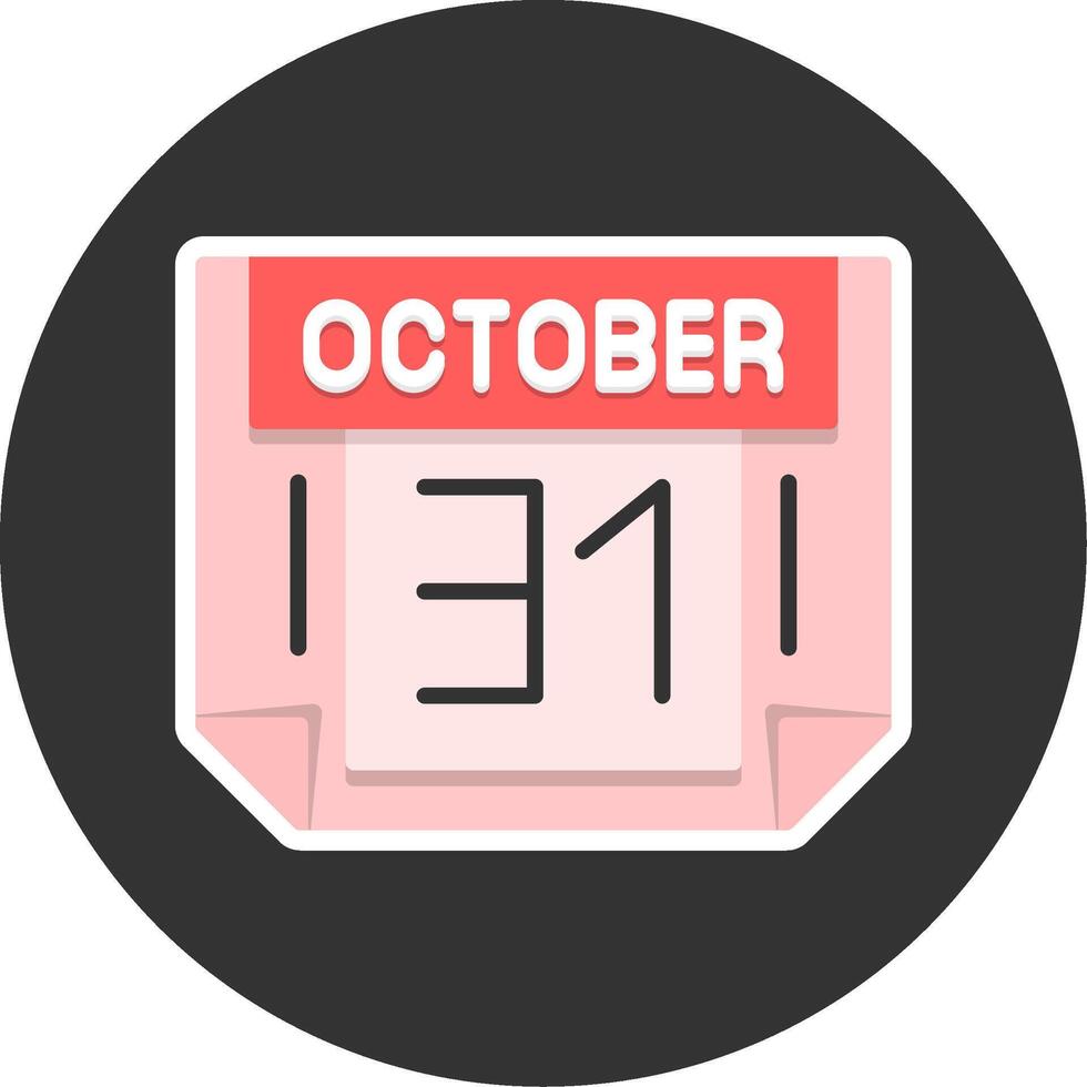 31 October Flat Grey Circle Style Icon vector