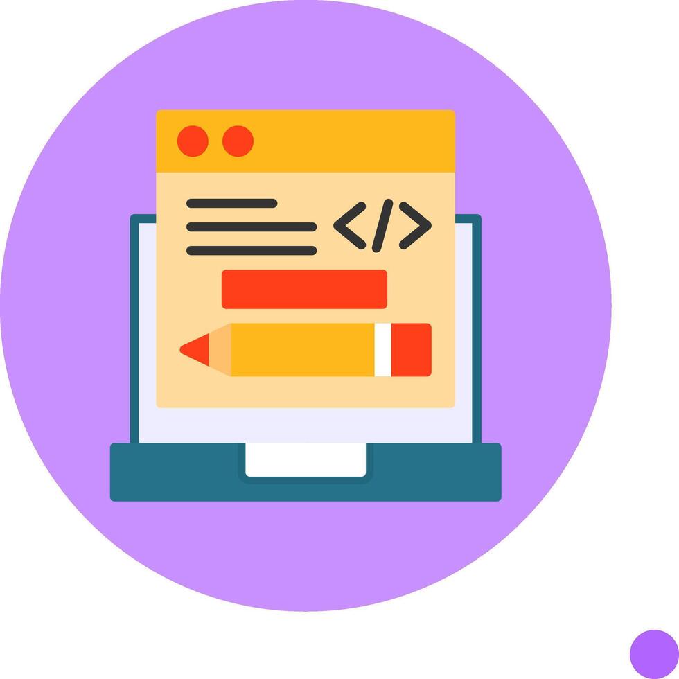 Edit Code Flat Long Shadow Style Icon vector