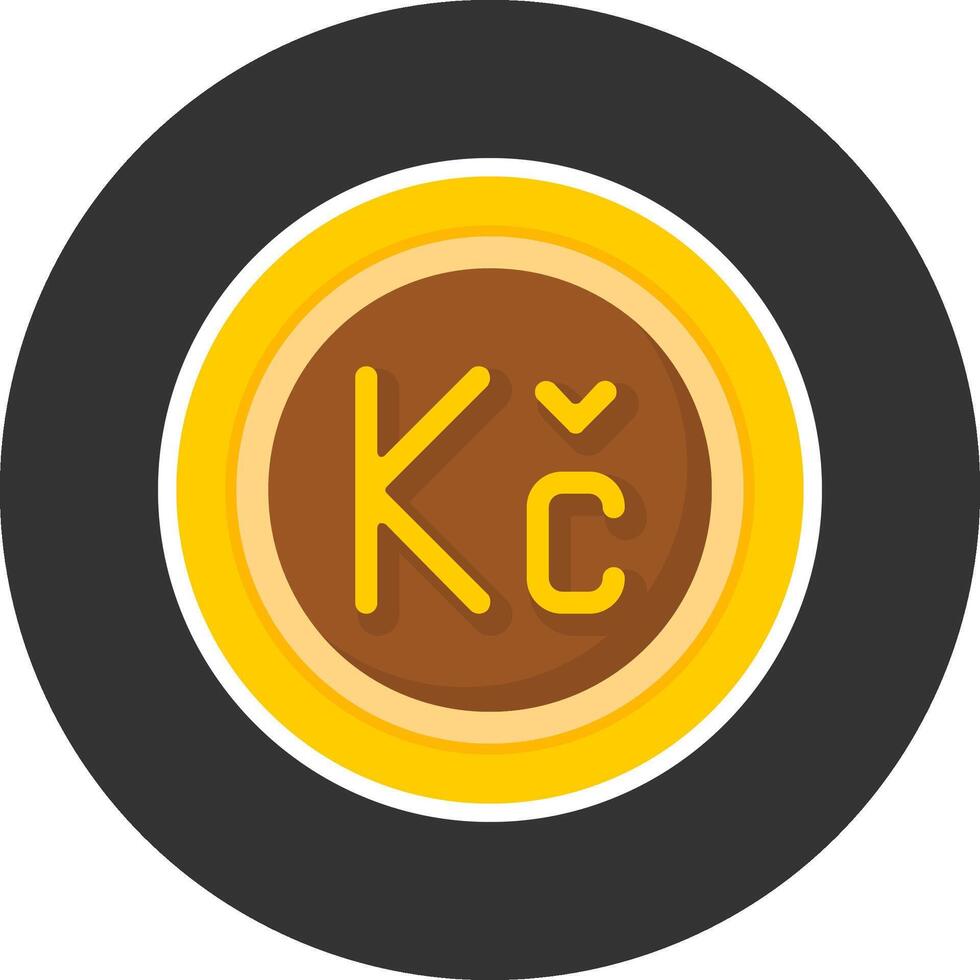 Czech Koruna Sign Flat Grey Circle Style Icon vector